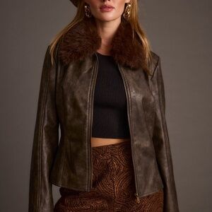 12th Tribe Beckett Espresso Vegan Leather Jacket Size XS